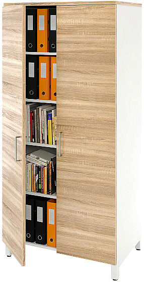 Шкаф для документов ZAMM 5 полок, 2 двери МК 600 90х60х190 см фасад дуб Бардолино, корпус белый