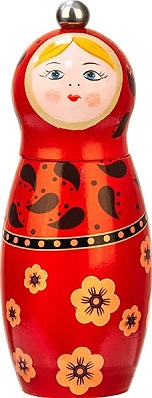 Мельница для специй STOHA Матрешка 48223, 48х175 мм, дерево / нержавеющая сталь / металлический измельчитель / ручная роспись