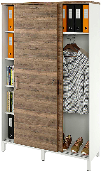 Локер ZAMM 5 полок, гардероб МК 414 120х41,4х190 см фасад дуб Галифакс олово, корпус белый
