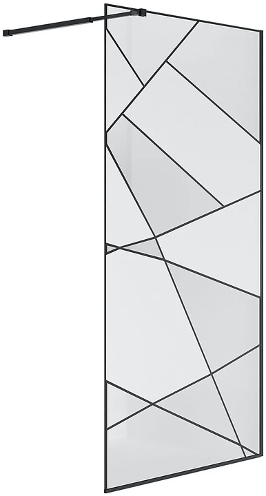 Перегородка душевая Niagara Nova NG-680-10BLACK 100х195 см, с рисунком, профиль черный матовый