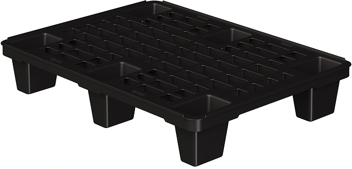Паллет iPlast 800x600x140 мм перфорированный на ножках, с бортиком, ЭКО, черный
