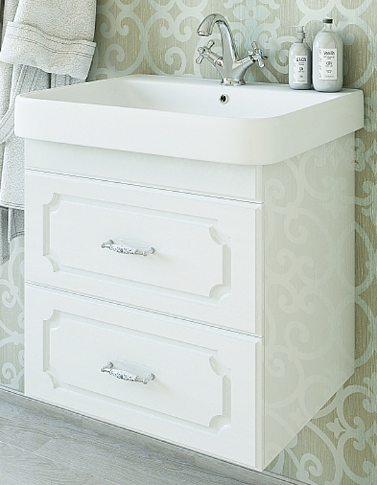 Тумба с раковиной Sanflor Ксения 70 см подвесная, белая