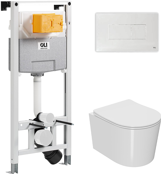 Унитаз подвесной с инсталляцией и панелью смыва OLI 120 ECO Sanitarblock pneumatic 879235pKA01+PN41701