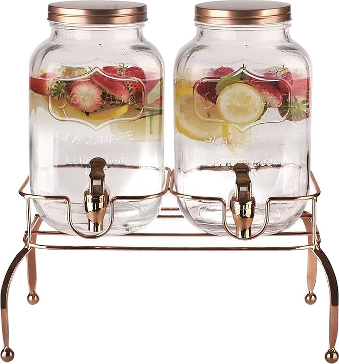 Диспенсер для холодных напитков P.L. Proff Cuisine 81222710 2х4 л (стекло) на подставке (металл)