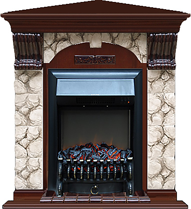 Камин Glenrich Арочный Fobos BL Карелия красное дерево угловой