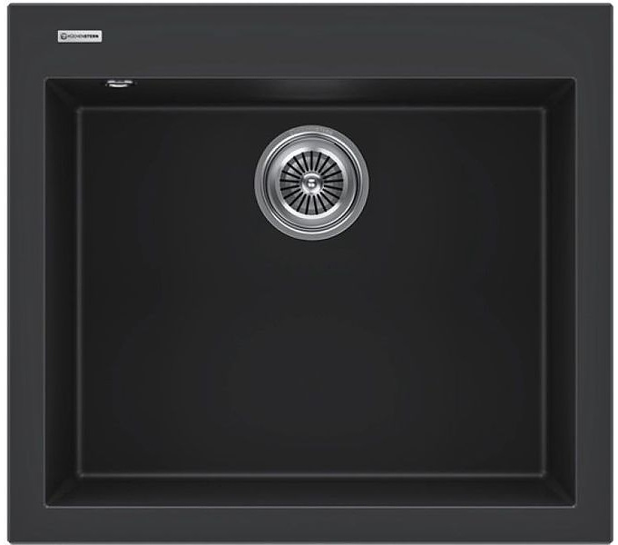 Кухонная мойка KUCHENSTERN 204BL20 OBEN 60 α-Granit 560х500х200 мм черный