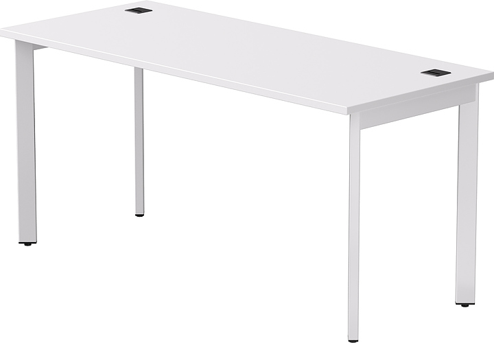 Стол офисный Everprof EVO 1580х670х755 мм (ЛДСП / металл) опоры 45гр, белый / белый