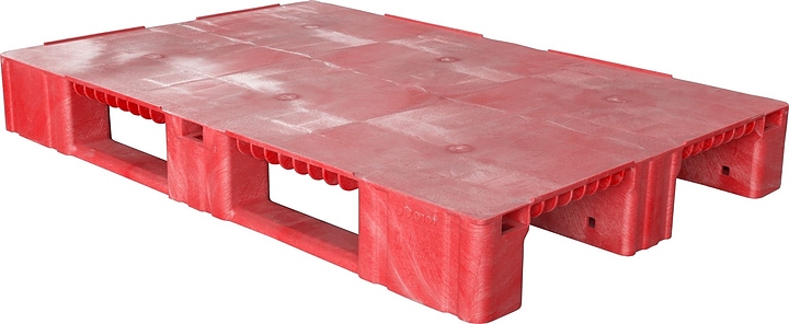 Паллет универсальный ТАРА.РУ TR 1208-1 (7) 1200х800х150 мм (сплошной на 3 полозьях) красный