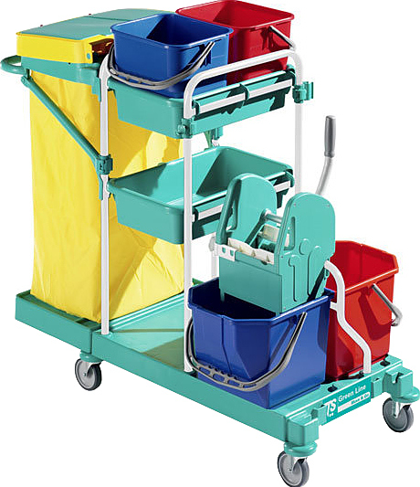 Тележка уборочная TTS GREEN 150 с отжимом Tec, стойка серая