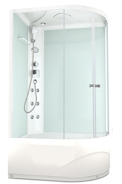 Душевая кабина с гидромассажем и блоком управления Domani-Spa Delight 128 high R DS01D128RHWCl10 120х80 см