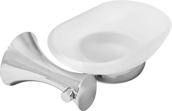 Мыльница Puff Solinne Y6885 Хром+ (металл / стекло матовое) хром / сатин