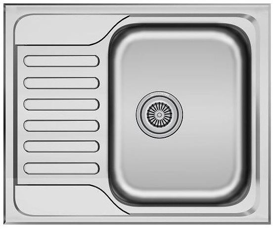 Кухонная мойка KUCHENSTERN 653SS60 BASIS 45 AISI 304 600х500х180 мм нержавеющая сталь