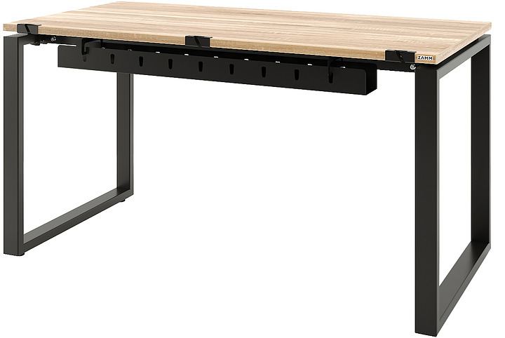 Стол офисный прямой ZAMM Зета 60х30 ТР 1000х700 с пропусками и кабель-каналом, дуб бардолино /черный муар