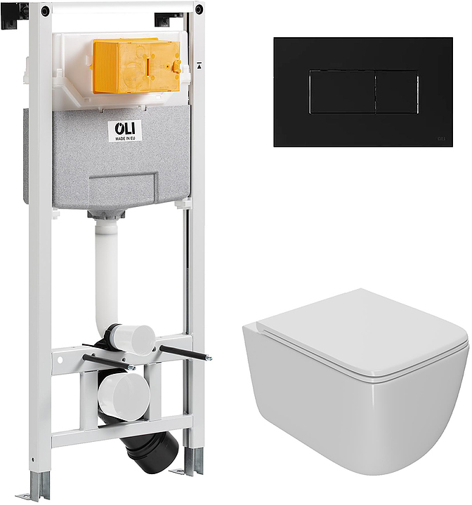 Унитаз подвесной с инсталляцией и панелью смыва OLI 120 ECO Sanitarblock pneumatic 879235pKA03+PN41831