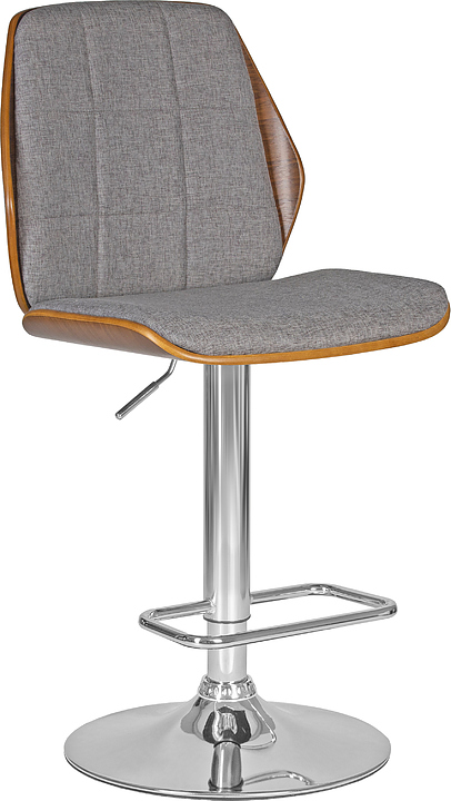 Стул барный DOBRIN 6762-LMZ PETER (серая ткань, дерево, хромированная сталь)