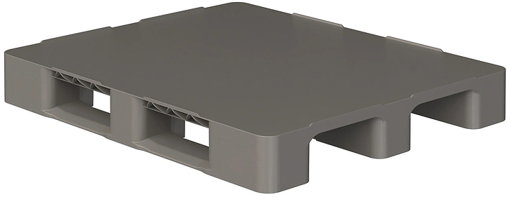 Паллет iPlast 1200x1000x150 мм сплошной на 3 полозьях, с бортиком, серый