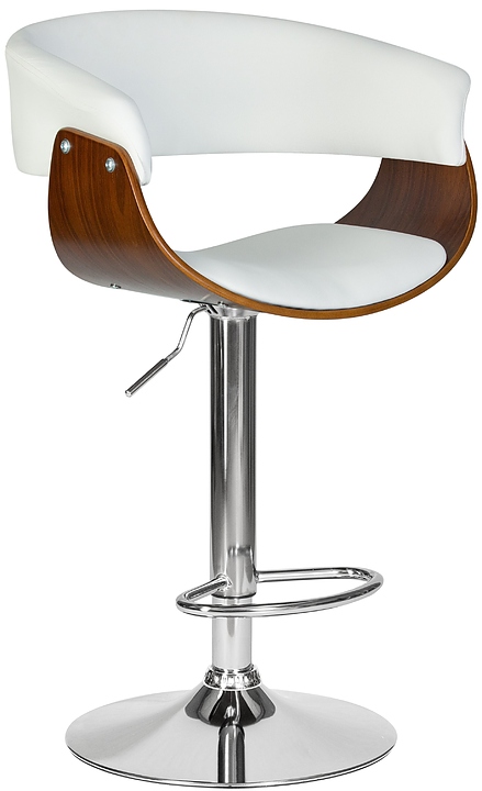 Стул барный DOBRIN 6094-LMZ OSTIN (белый, коричневое дерево, хром)