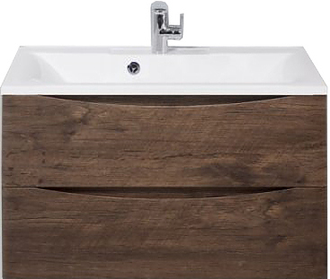 Тумба с раковиной BelBagno MARINO-800-2C-SO-RW-P + BB800/450-LV-MR-PR перелив слева, темное дерево