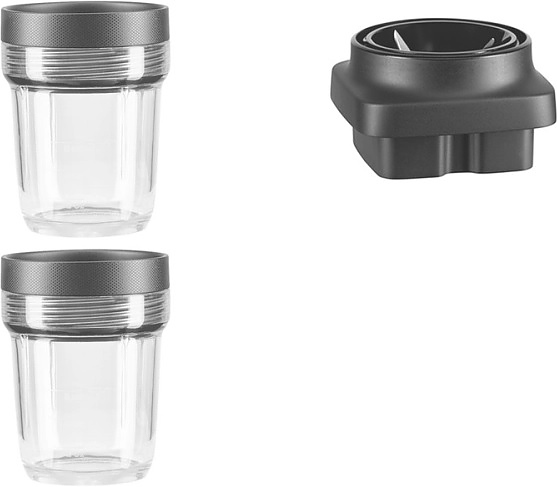 Набор 2 стаканов с крышками и ножевым блоком для блендера KitchenAid 5KSB2040BBB 2х0,2 л (пластик) прозрачный / черный