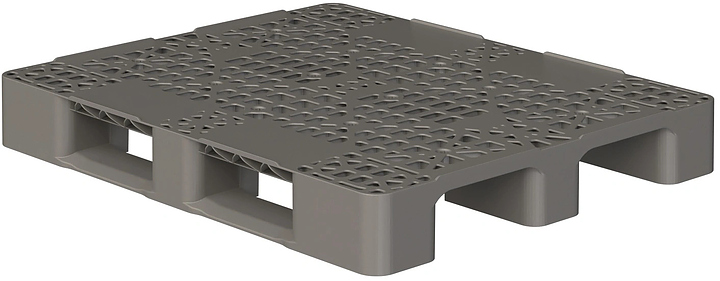 Паллет iPlast 1200x1000x150 мм перфорированный на 2 полозьях, с бортиком, серый