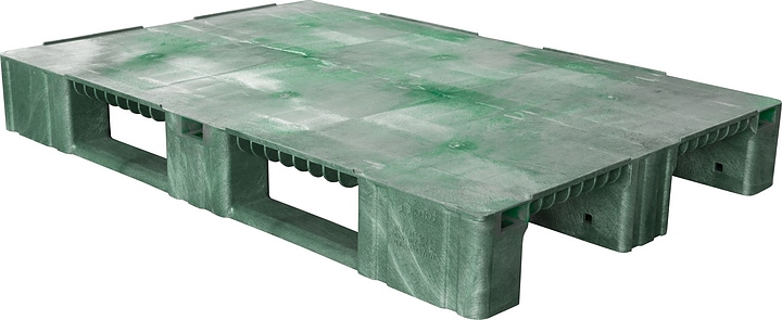 Паллет универсальный ТАРА.РУ TR 1208-1 (7) 1200х800х150 мм (сплошной на 3 полозьях) зеленый