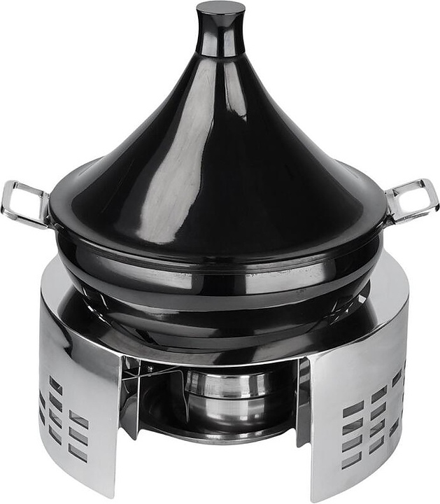 Набор фуршетный P.L. Proff Cuisine 81241184 подставка d=25 см h=11 см (нерж. сталь) + тажин 1350 мл d=20,5 см (металл) черный