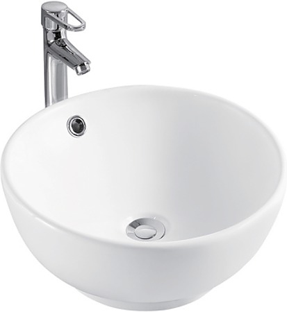 Раковина накладная Mira MR-6016 38х38 см, без отв. под смеситель, с переливом, керамика
