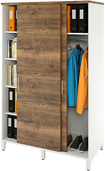 Локер ZAMM 5 полок, штанга МК 600 120х60х190 см фасад дуб Галифакс олово, корпус белый