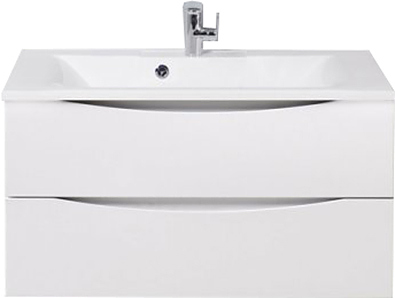 Тумба с раковиной BelBagno MARINO-900-2C-SO-BO-P + BB900/450-LV-MR-PR перелив слева, белый матовый