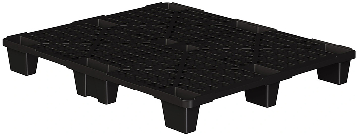 Паллет iPlast 1200x1000x135 мм перфорированный на ножках, с бортиком, ЭКО, черный