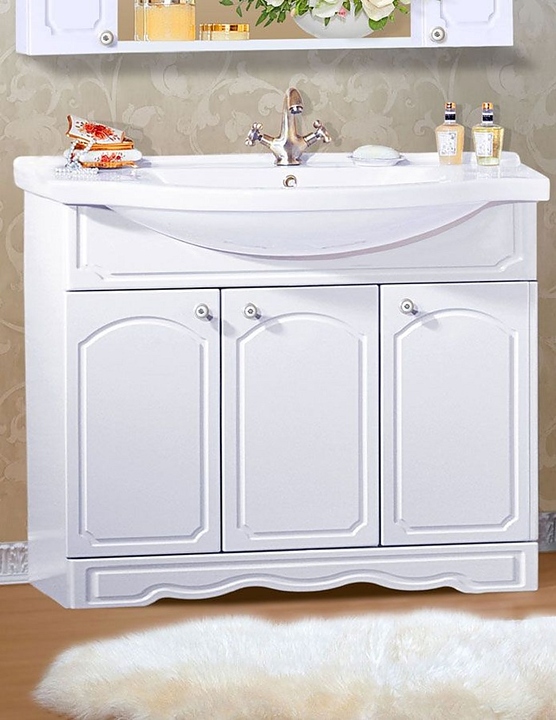 Тумба под раковину БРИКЛАЕР Лючия 100 см напольная, белый глянец