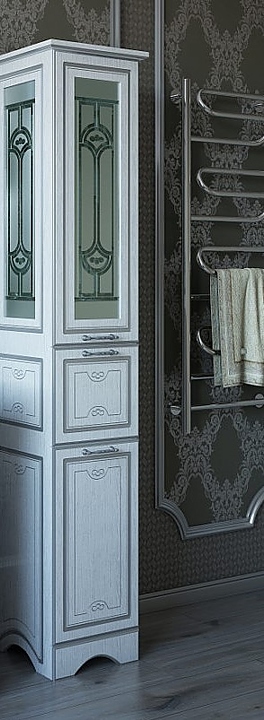 Шкаф-пенал Sanflor Адель правосторонний, белый, фурнитура серебро