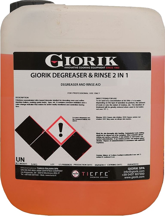 Средство моющее и ополаскивающее для пароконвектоматов Giorik 7080542 DEGREASER&RINSE 2 в 1 4х5 л