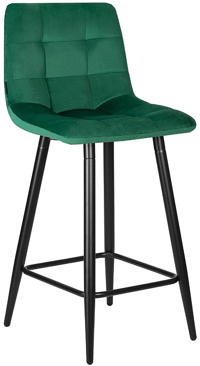 Стул полубарный DOBRIN 8078-1-LML OLIVIA (черные ножки, зеленый велюр)