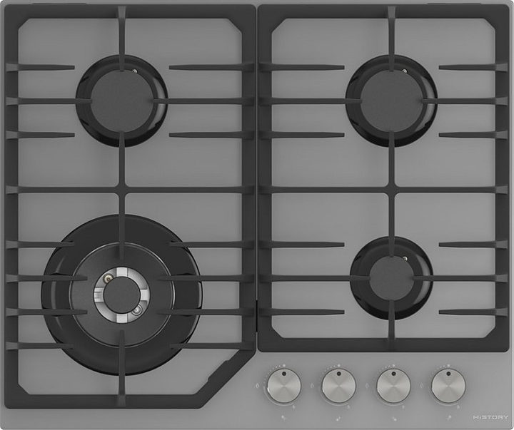 Варочная панель газовая HiSTORY HGG643C FGR дымчатая / стекло