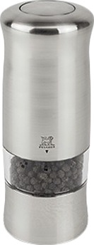 Мельница для перца электрическая Peugeot Zeli 24079, 55х140 мм, нержавеющая сталь / АБС-пластик / акрил / металлический измельчитель, серебро / прозрачная