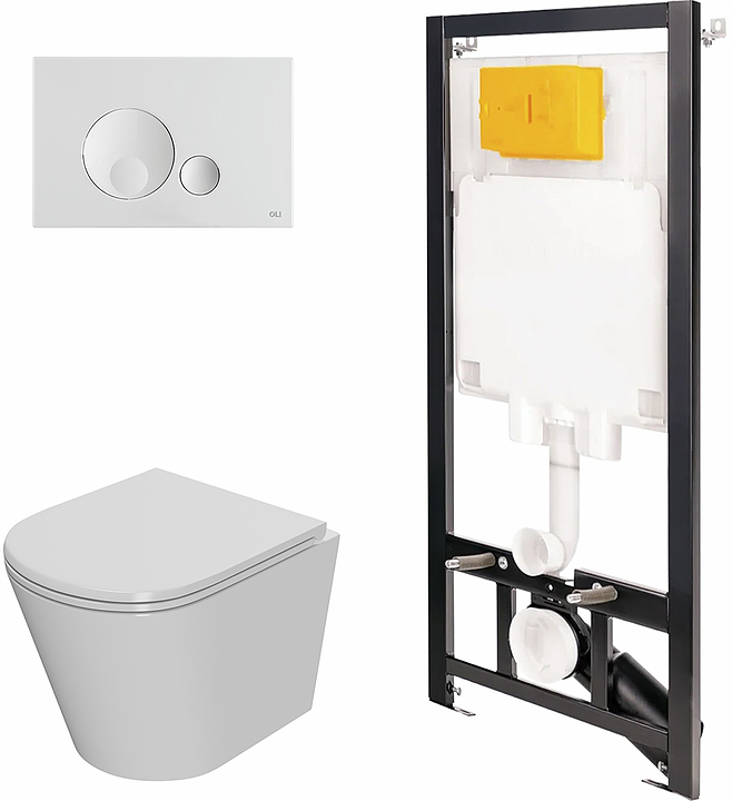 Унитаз подвесной с инсталляцией и панелью смыва OLI 80 ECO 886914GBO1+PN41061