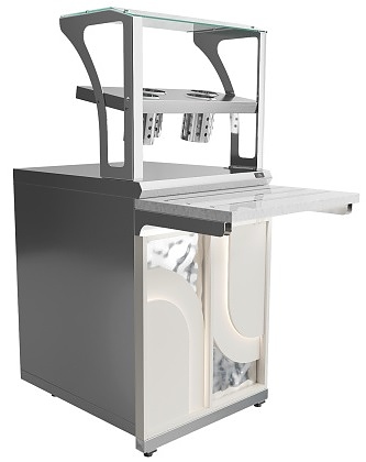 Прилавок для приборов (4 стакана) и подносов Luxstahl ПП (С)-600 Premium Arch (Арка)