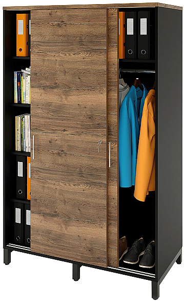 Локер ZAMM 5 полок, штанга МК 600 120х60х190 см фасад дуб Галифакс олово, корпус черный