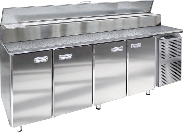 Стол холодильный для пиццы Finist СХСпцг-700-4(1/3) (боковой холодильный агрегат) с гранитной столешницей