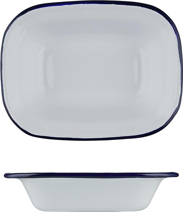 Блюдо сервировочное Sunnex CEP9077 Blue Rim 250 мл 16х12 см h=4 см (эмалированная сталь) прямоугольное