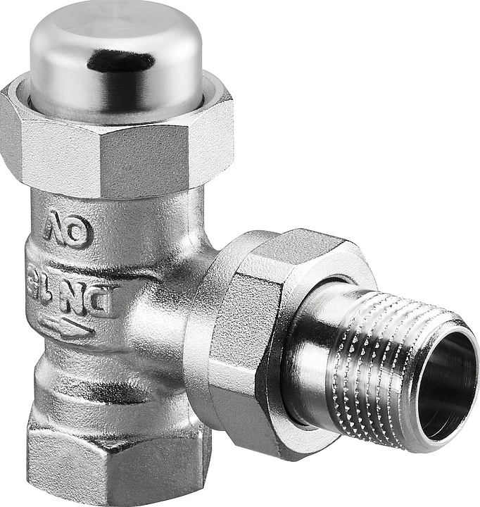 Вентиль запорный угловой Oventrop Combi LR 1027566, ДУ 20, PN 10, Rp 3/4" (ВР) - R 3/4" (НР), никелированная латунь