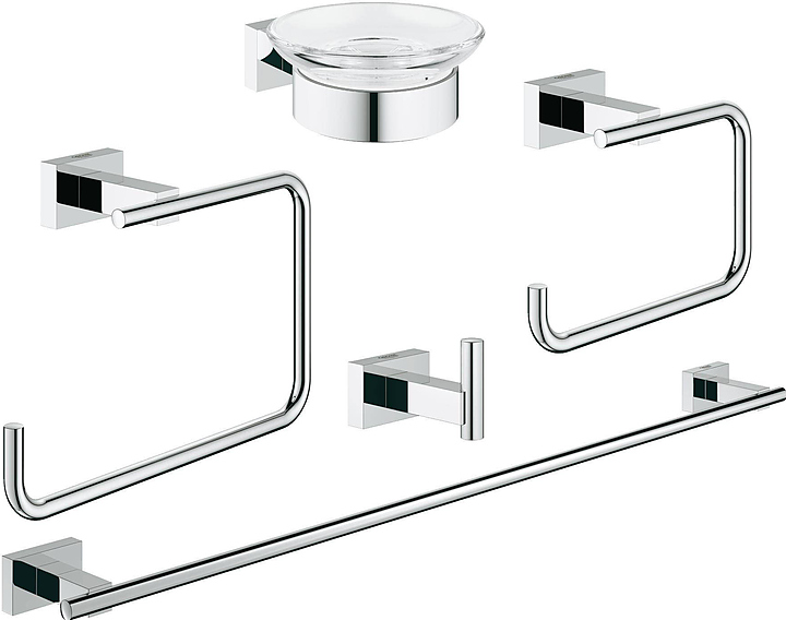 Набор аксессуаров из 5 предметов Grohe Essentials Cube 40758001 хром