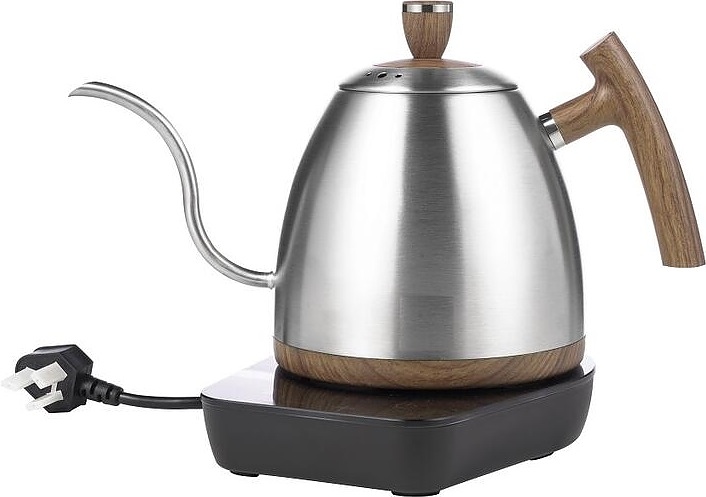 Чайник электрический для пуровера P.L. Barbossa S0362 800 мл d=14,5 см h=17 см (нерж. сталь / пластик) серебристый с вставками под дерево