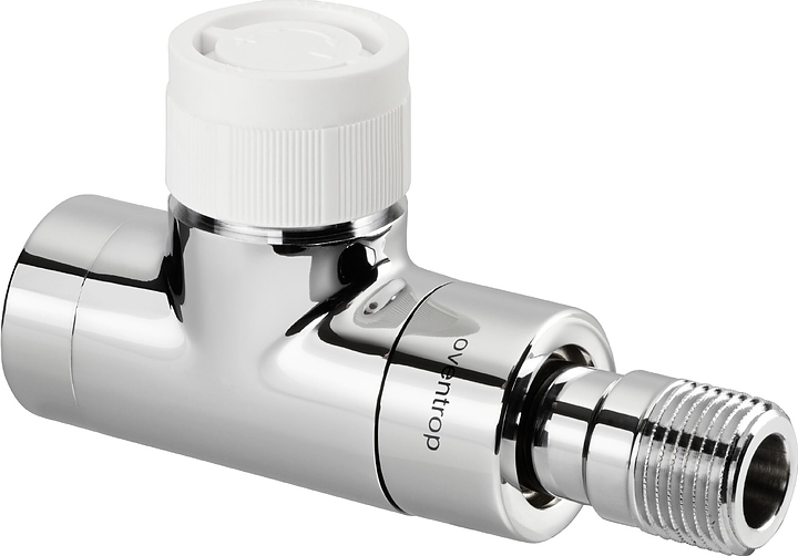 Вентиль термостатический прямой Oventrop E 1163152, ДУ 15, PN 10, Rp 1/2" (ВР) - R 1/2" (НР) - М 30х1.5, хромированная латунь, с преднастойкой