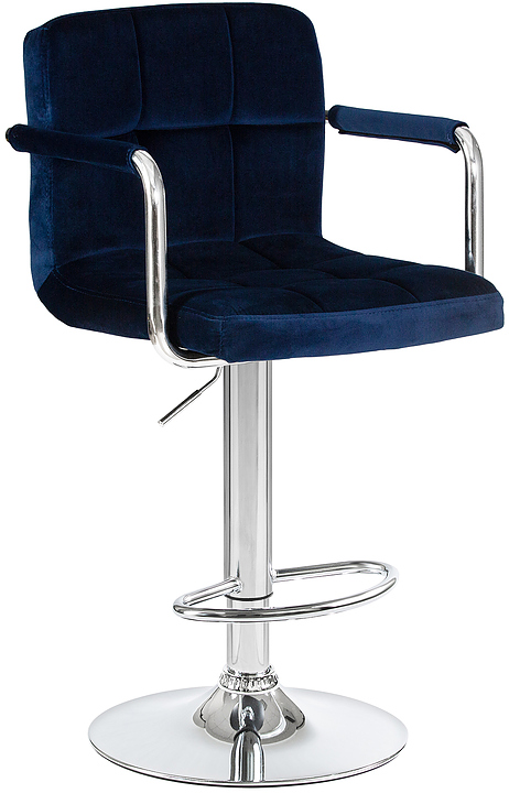 Стул барный DOBRIN 5011-LM-N KRUGER ARM (синий велюр, хром) 2 шт.