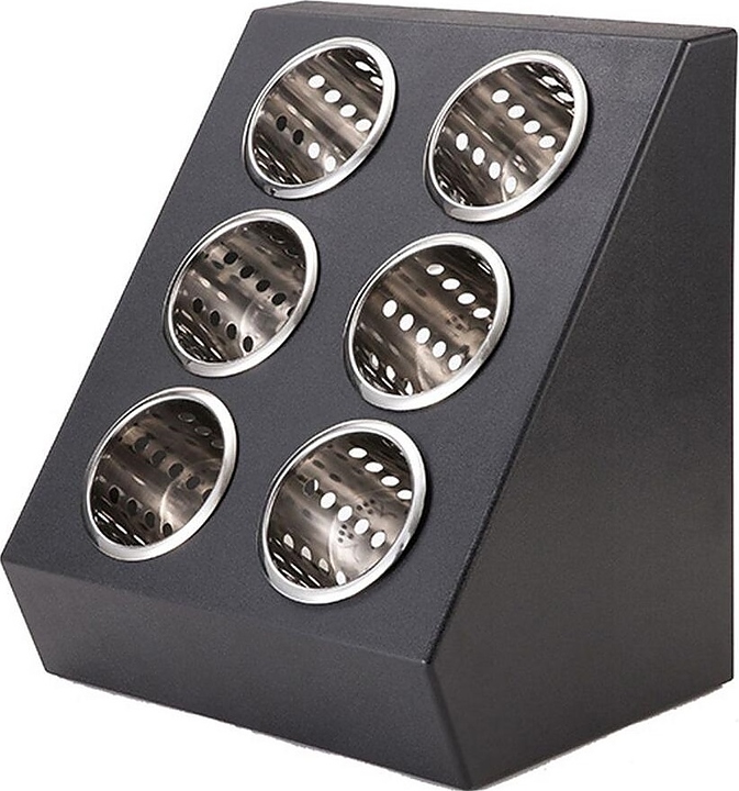 Диспенсер для столовых приборов P.L. Proff Cuisine FCH-36PS (HONRI) 6 отделений d=10,5 см h=14 см (пластик / нерж. сталь)