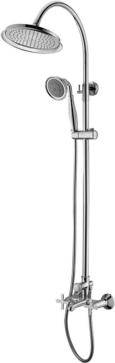 Душевая стойка LEMARK Duetto LM5762C с верхней душевой лейкой "Тропический дождь", фиксированный излив, хром