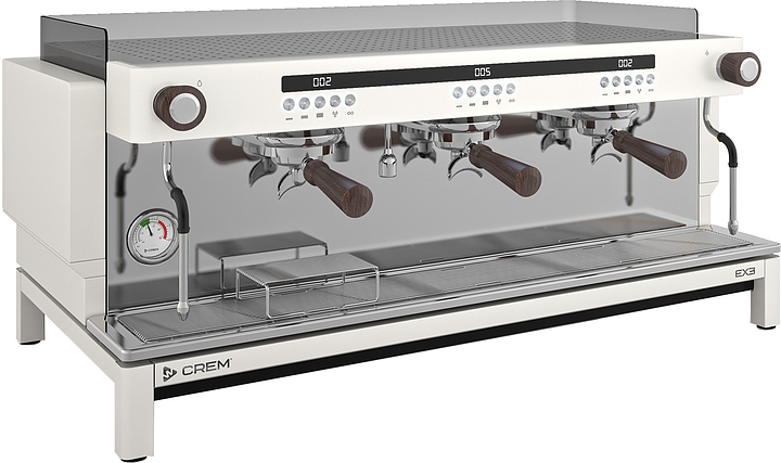 Кофемашина Crem EX3 3GR Display TA белая, высокие группы, грецкий орех