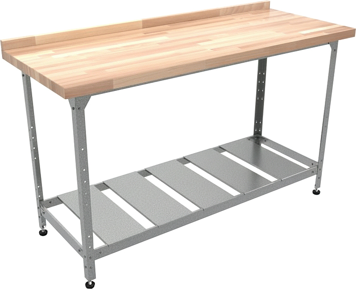 Стол кондитерский Мебель Фронт Бизнес СКБР 1600x600x860 мм, полка-решетка, с бортом, береза